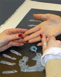 A palm reading with imprints.